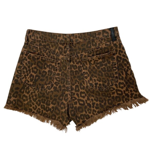 Alexander Wang X Denim Bite Short 26 Tan Leopard Print Frayed - Picture 11 of 12